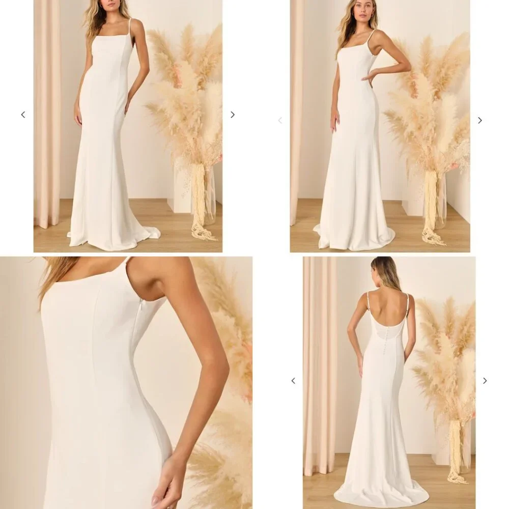 Lulus  White Sleeveless Button Back Mermaid Maxi Dress New With Tags $158 Flaw - Picture 4 of 17